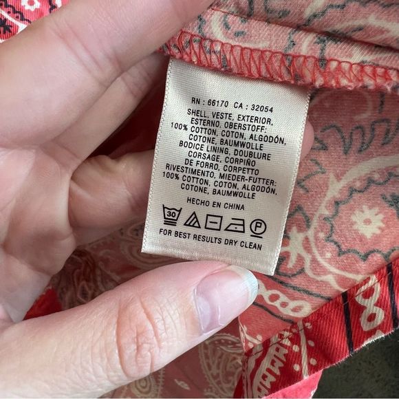 Anthro Holding Horses Women’s Red Bandana Paisley Strapless Midi Dress 0 - Picture 9 of 14